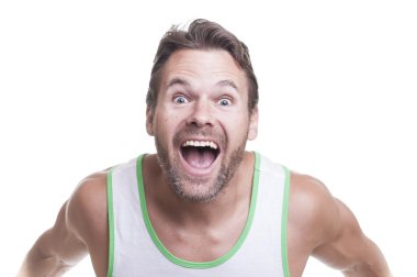 Crazy excited man clipart