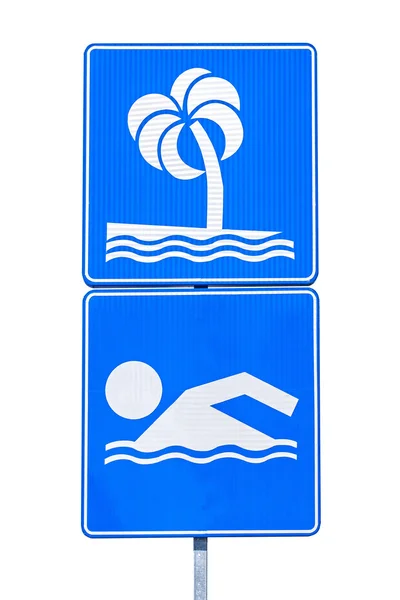Знак громадського пляжного плавання — стокове фото