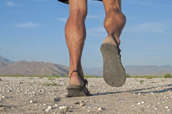 Running in sandals — Stock Photo, Image