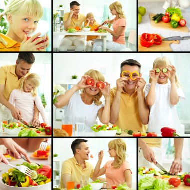 Family of vegetarians clipart