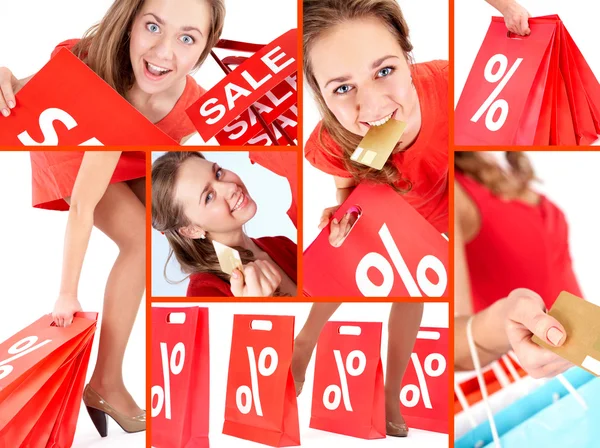 Shopaholic uitverkoop — Stockfoto