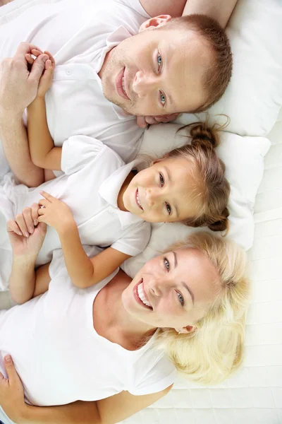 Lying on bed — Stock Photo, Image