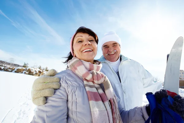 Happy skiers — Stock Photo, Image