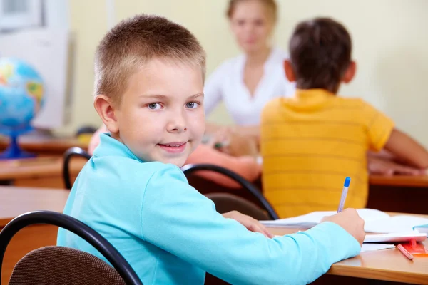 Boy at lesson Stock Photo