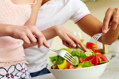 salata malzemeleri karıştırma