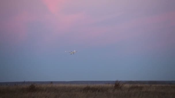 Aterrizaje en el campo — Vídeos de Stock