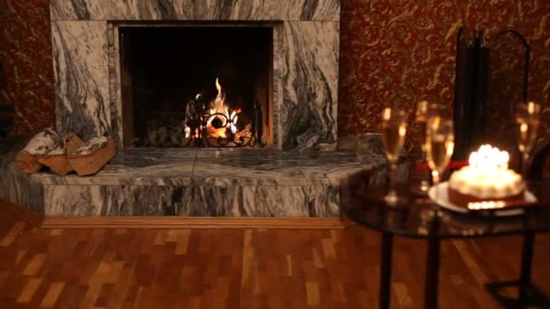 Merry fireplace — Stock Video