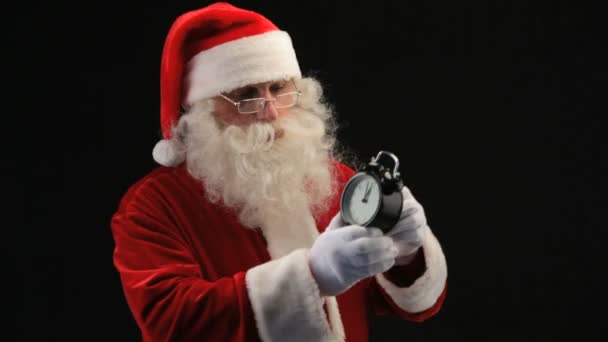 Santa with clock — Stock Video