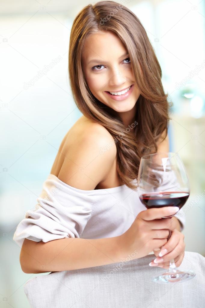 Woman with wine