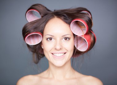 saç curlers kadınla