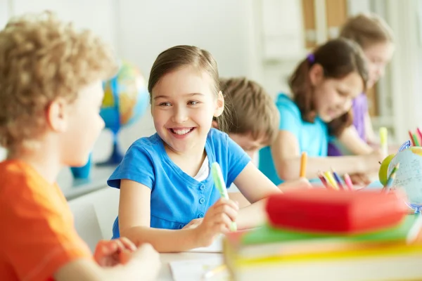 Looking at classmate — Stock Photo, Image