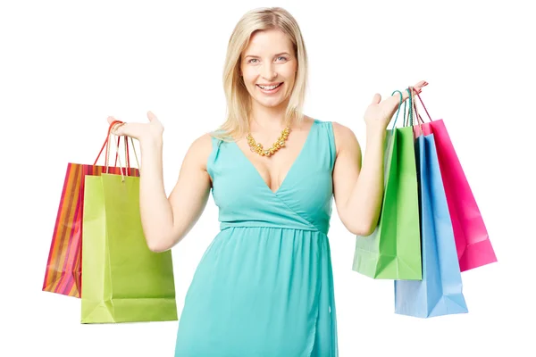 Mujer con bolsas de papel — Foto de Stock