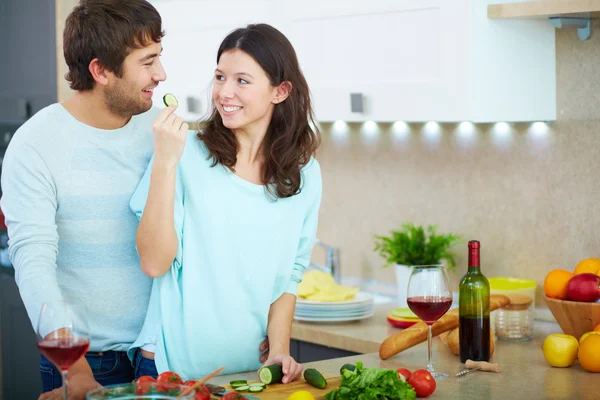 Couple in the kitchen Stock Image