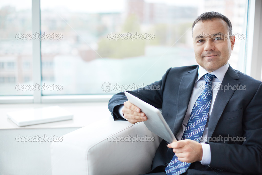 Businessman with touchpad