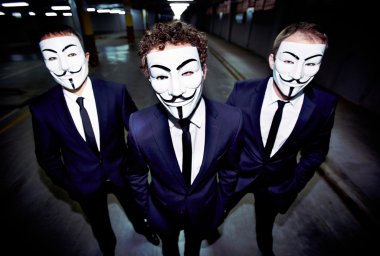 Masked guys Portrait of three guys clipart