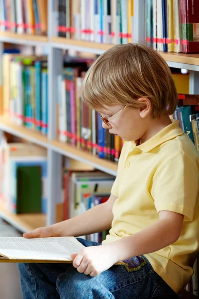 Läsning i biblioteket — Stockfoto