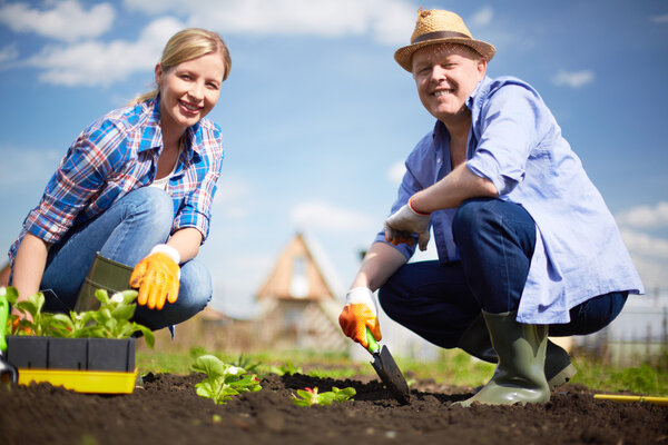 Farmers in the garden