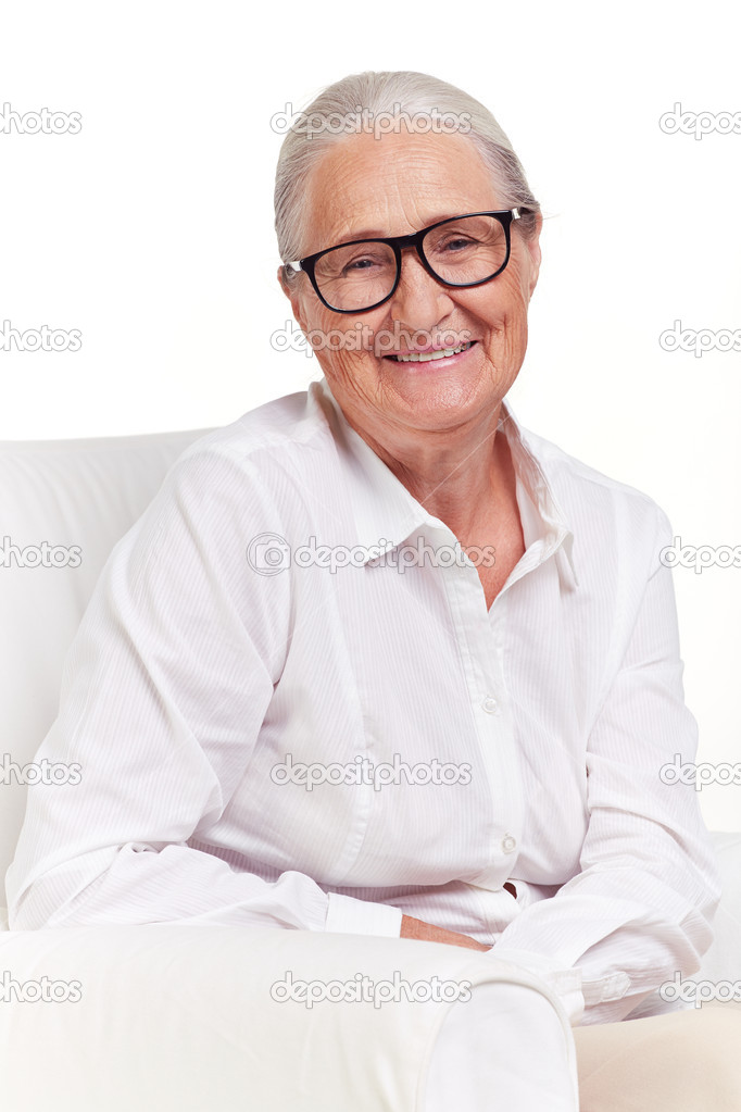 Elderly woman in eyeglasses