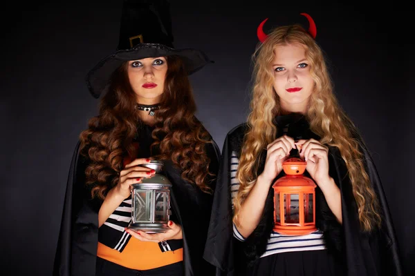 Halloween girls — Stock Photo, Image