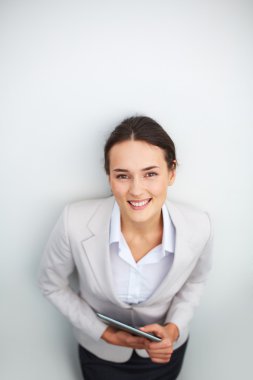 Woman with touchpad
