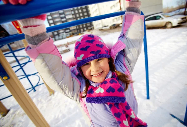 Girl in winterwear having fun — Stock Photo, Image