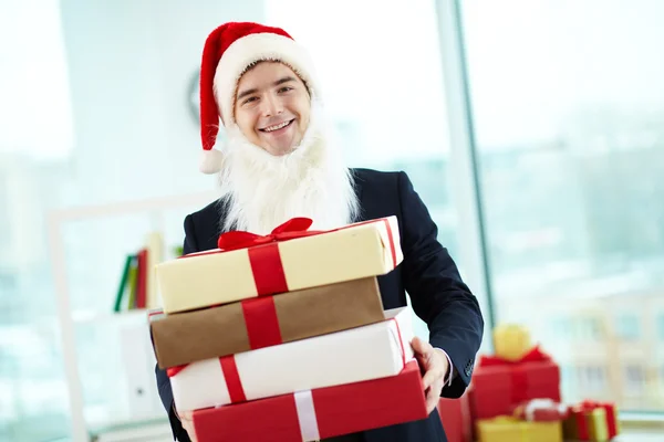 Businessman in Santa cap — Stock Photo, Image