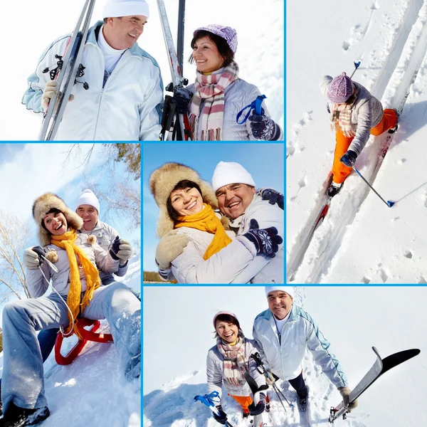 Glückliche Senioren im Winter — Stockfoto