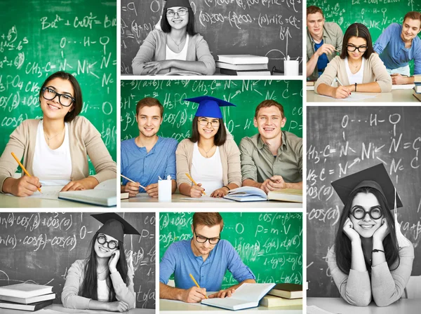 Colagem de estudantes inteligentes — Fotografia de Stock