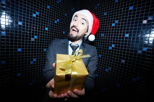 Businessman in Santa cap — Stock Photo, Image