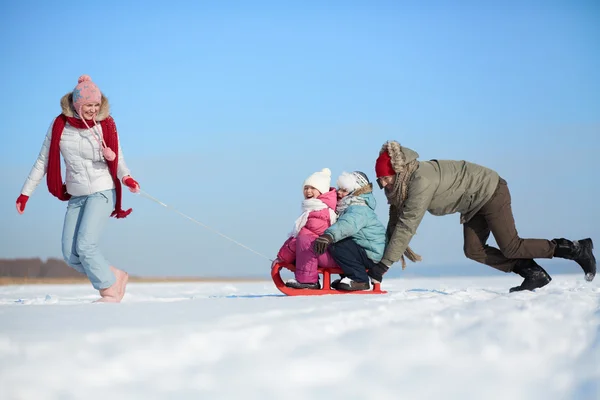 Riding on sledge — Stock Photo, Image