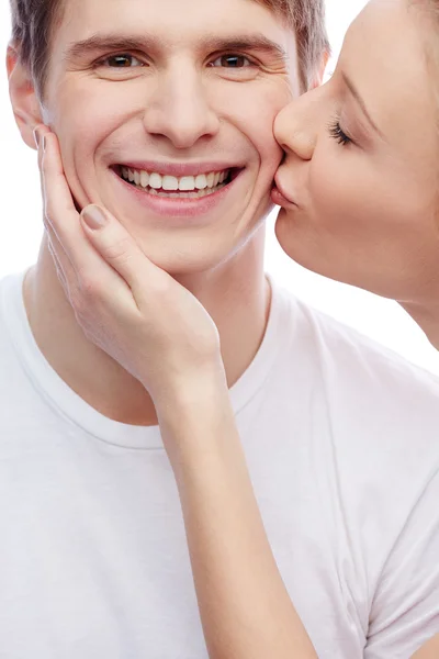 Kissing boyfriend — Stock Photo, Image