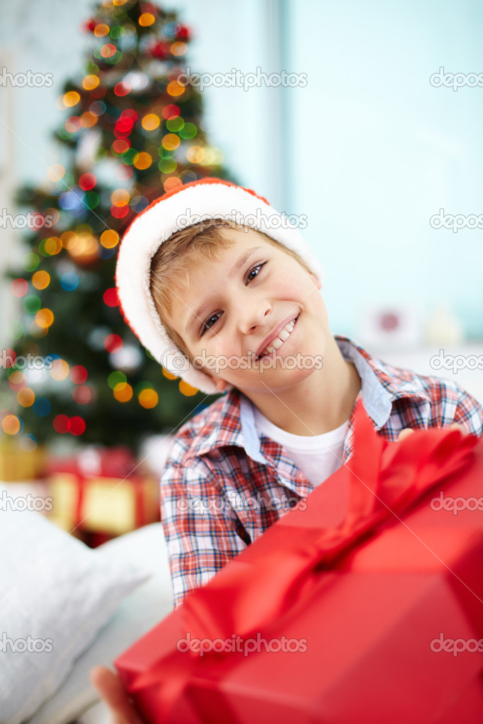 Boy with Christmas present
