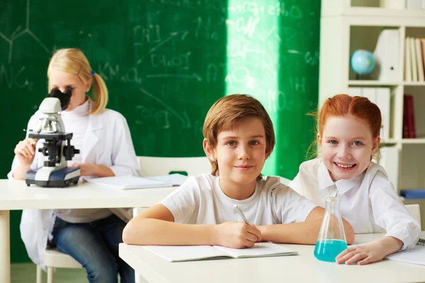 Schoolchildren at lesson — Stock Photo, Image