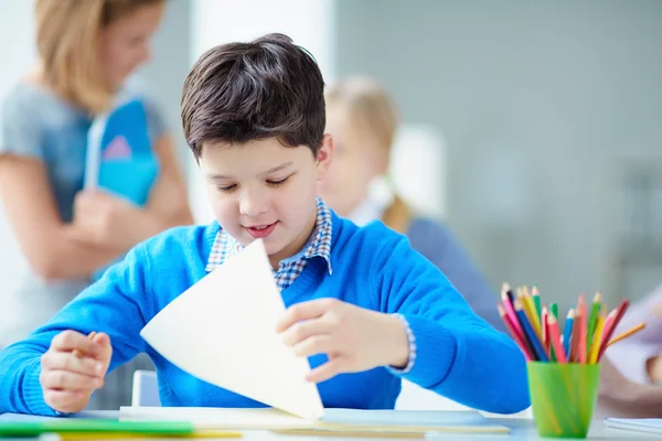 Schooljongen op Les — Stockfoto