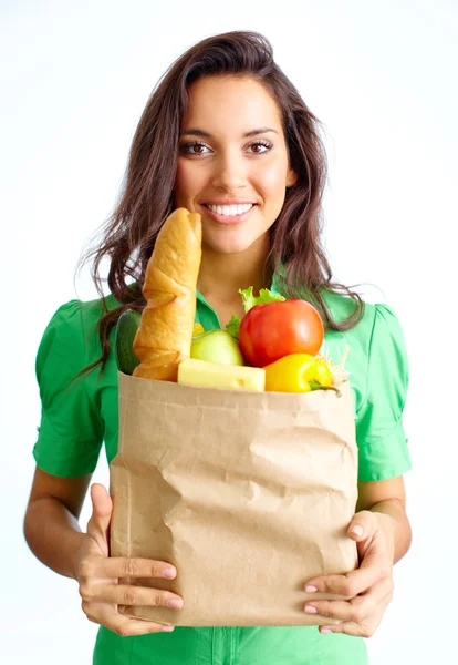 Frau mit Essen — Stockfoto