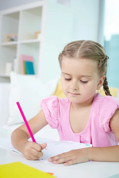 Klein meisje tekening — Stockfoto