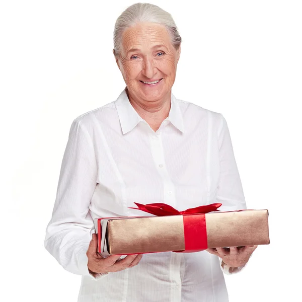 Female with gift — Stock Photo, Image