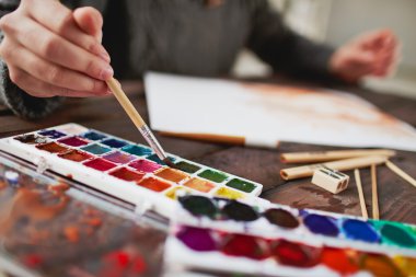 Drawing in water-colors clipart