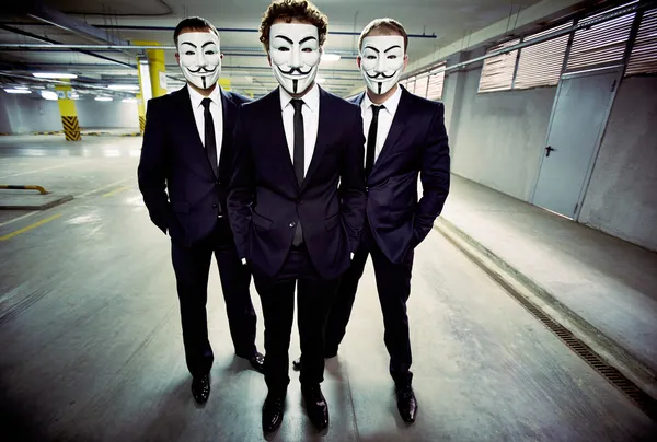 Anonymous masked businessmen — Stock Photo, Image