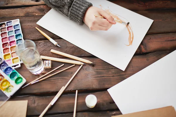 Drawing in water-colors — Stock Photo, Image