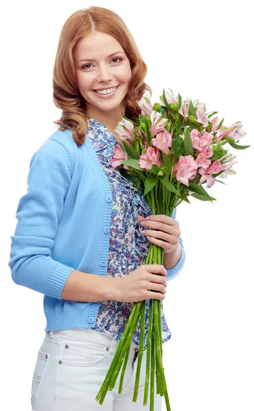 Girl with bouquet — Stock Photo, Image