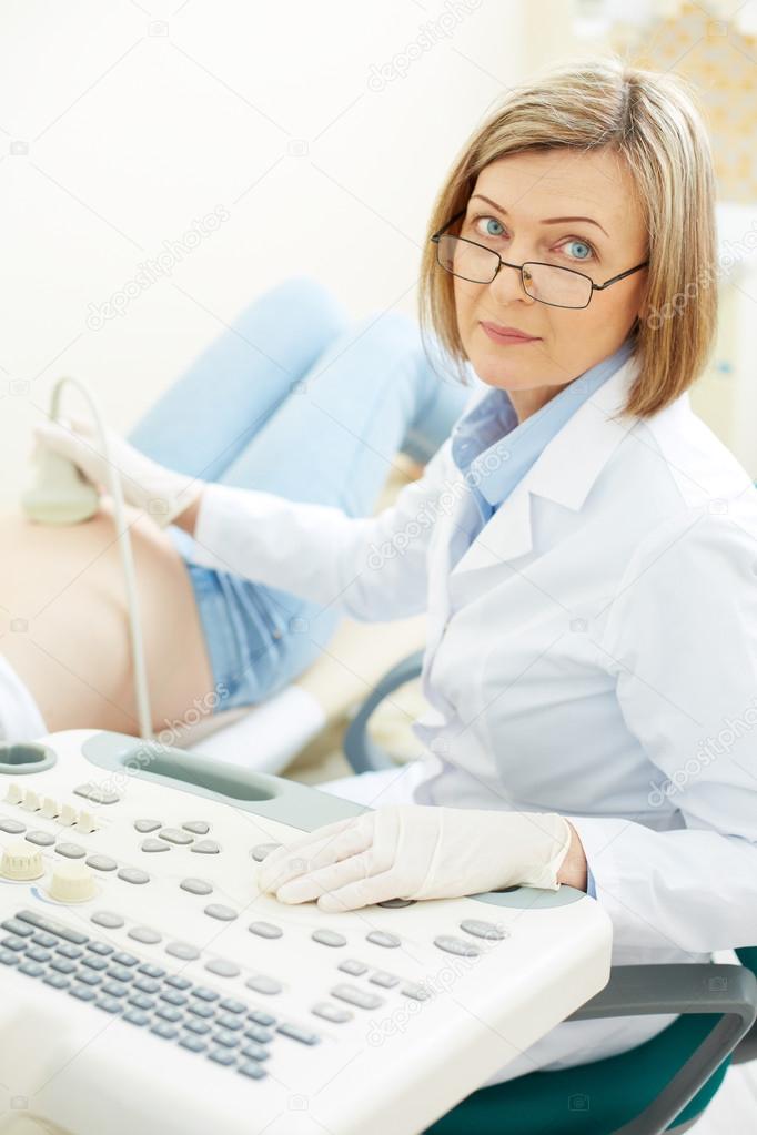 Doctor making ultrasound examination