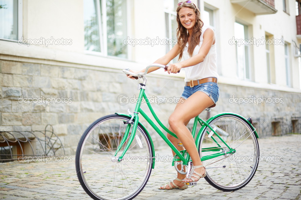 woman on bicycle