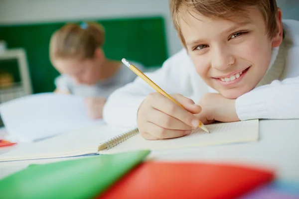 Schoolboy drawing — Stock Photo, Image