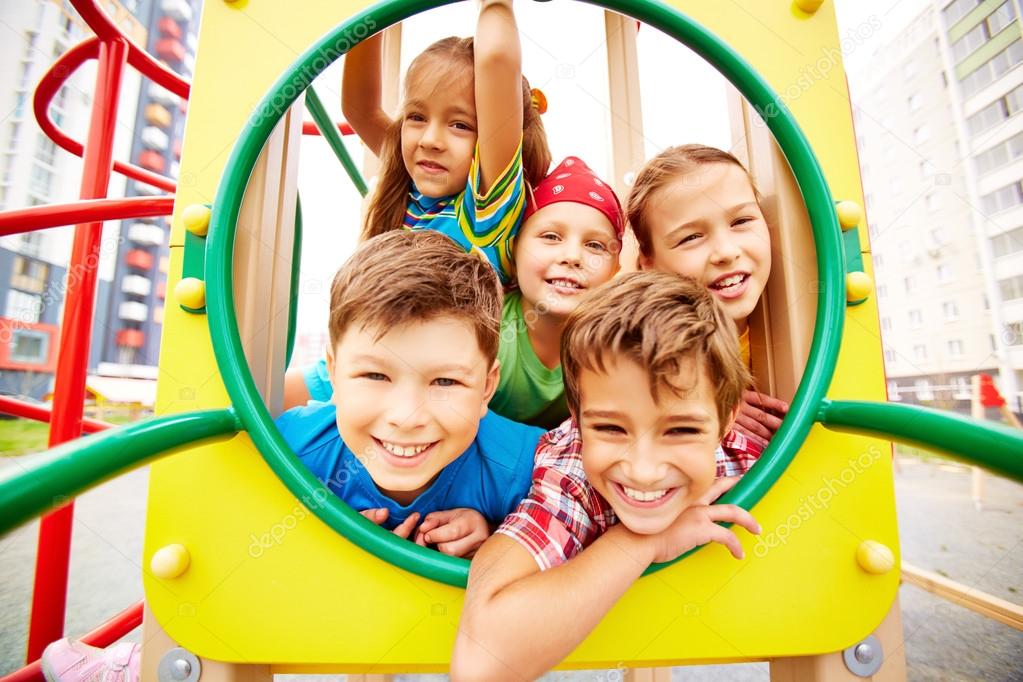 Friends having fun on playground