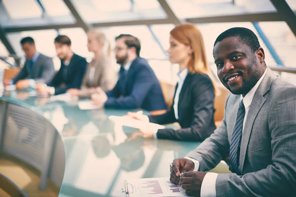 Empresários no seminário — Fotografia de Stock