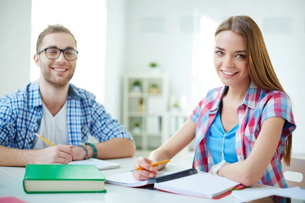 Busy students at lesson — Stock Photo, Image