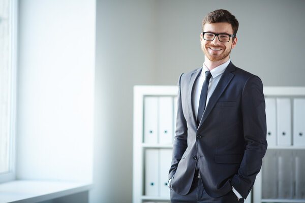 Businessman in suit and eyeglasses