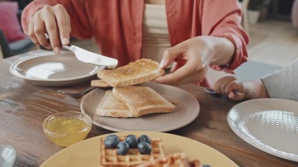 Handheld Moyen Gros Plan Avec Slowmo Soin Jeune Femme Asiatique — Video