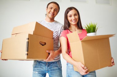 Couple with boxes